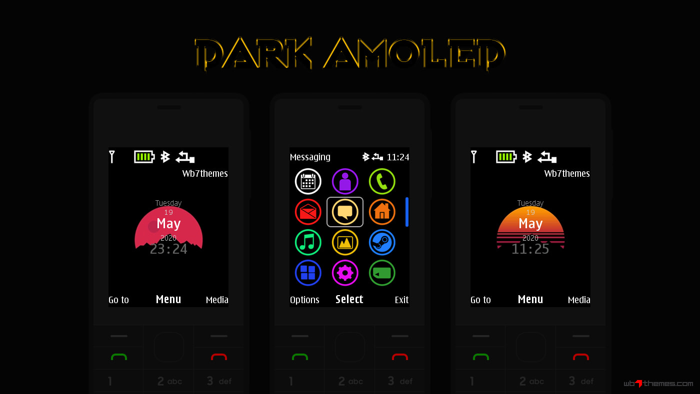 Dark amoled swf clock theme X2-00 5310 6300 6303i classic s40 240x320
