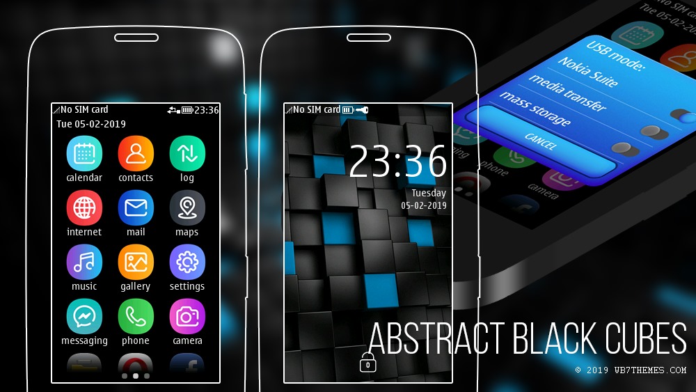 Abstract black cubes theme s40 Asha 311 310 309 308 306 305 full touch