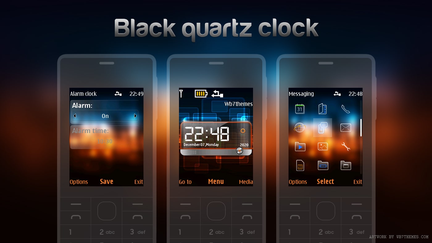 Black quartz swf clock theme X2-00 X2-05 6300 206 series 40 240x320