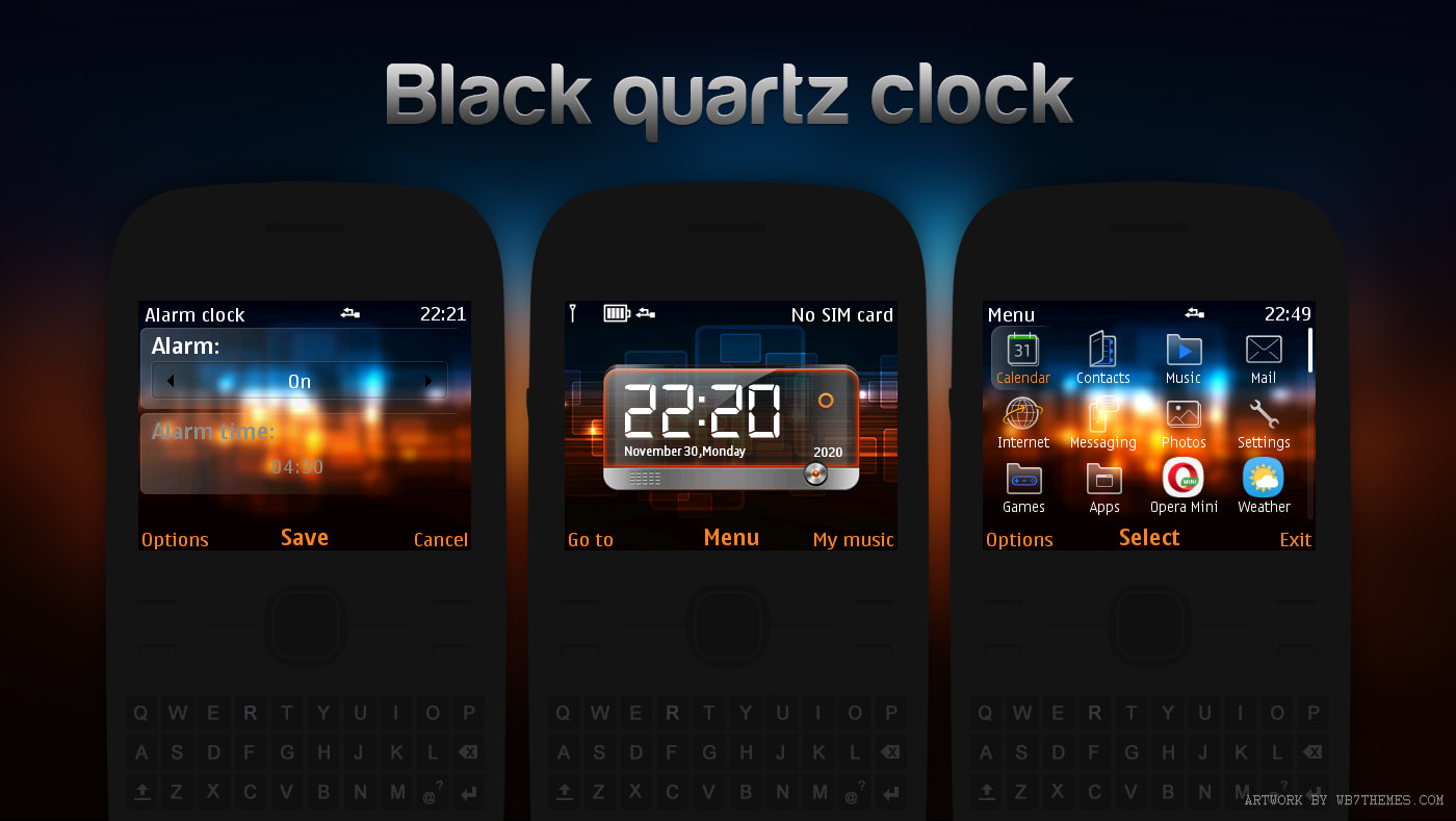 Black quartz clock swf theme X2-01 C3-00 Asha 200 201 210 205 302