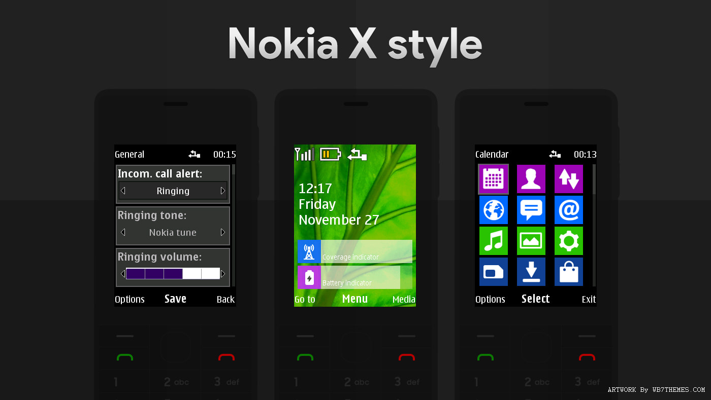Nokia X style theme s40 240x320 X2-00 X2-05 206 515 FL with media skin