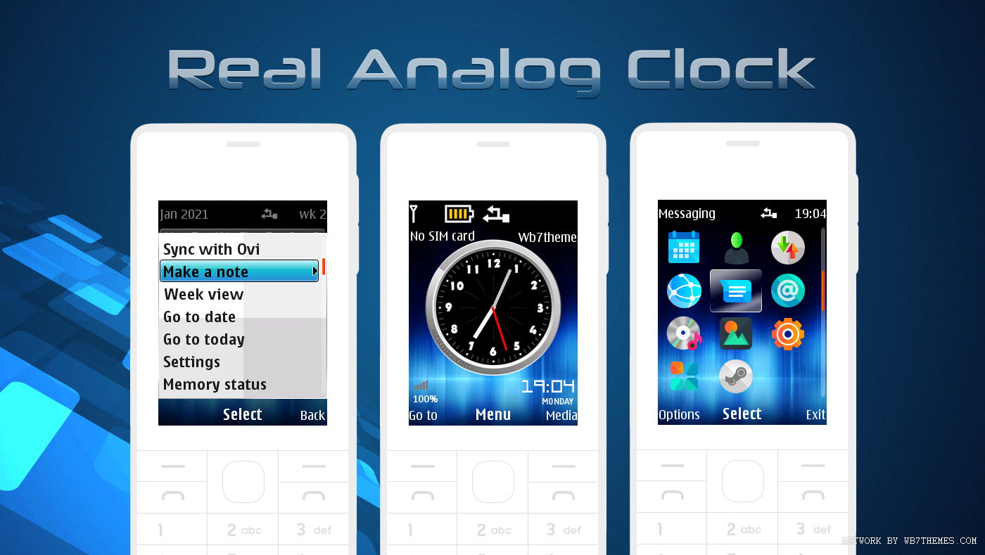 Real analog clock theme Nokia X2-00 X2-05 5130 X3-00 s40 java 240x320