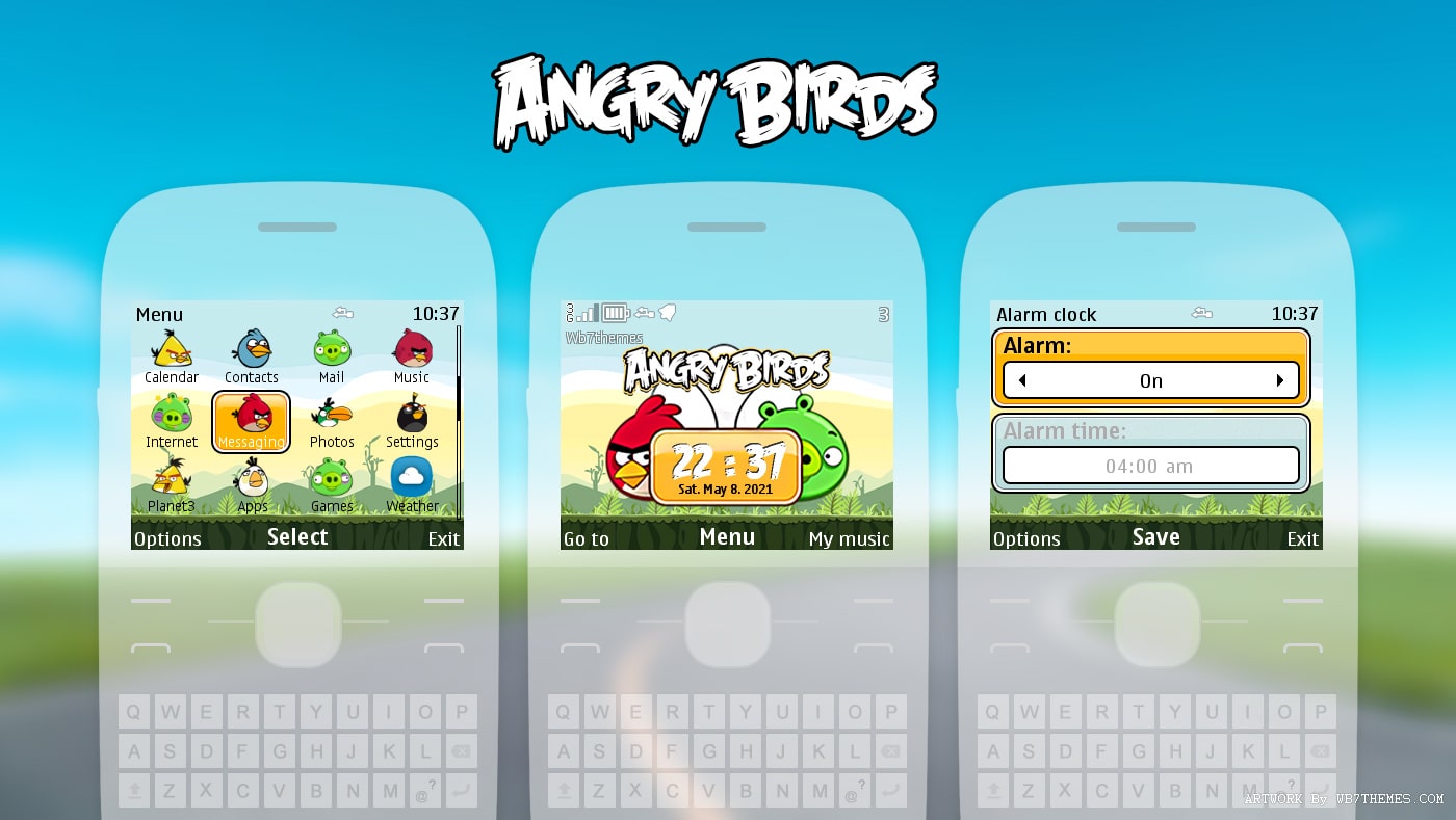 Angry Birds swf digital clock wallpaper theme X2-01 C3-00 Asha 302
