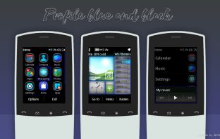 Touch-type themes black and blue swf wallpaper with media skin