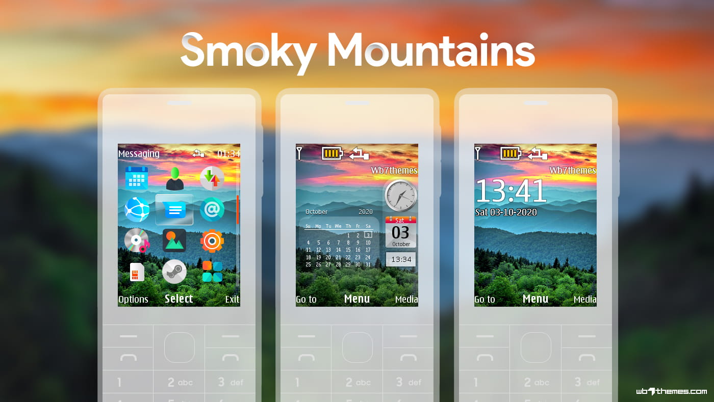 Smoky mountains swf monthly calendar with sidebar clock theme X2-00 X3