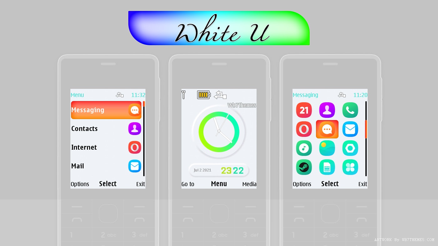 White u analog and digital clock widget theme X2-00 X3-00 Asha 206